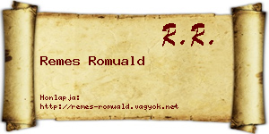 Remes Romuald névjegykártya